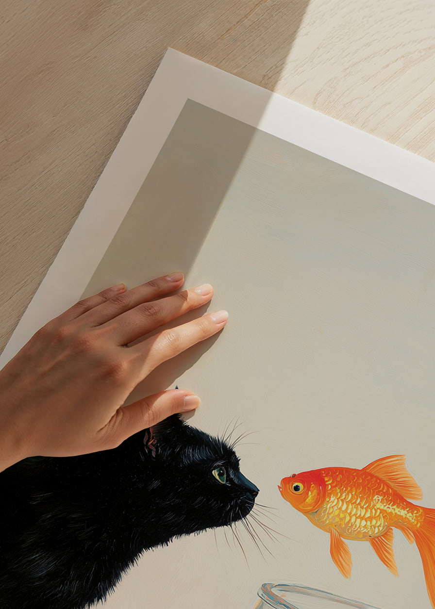 A cat and a goldfish meet in a fascinating moment.-12