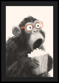 Prekvapená opica s popcornom a okuliarmi fascinuje.-4