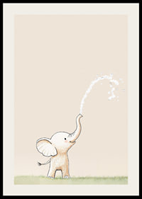 En lekfull elefant sprutar vatten i ett glädjefyllt ögonblick.-2