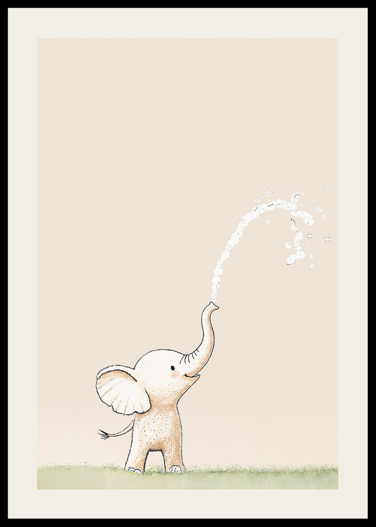 En lekfull elefant sprutar vatten i ett glädjefyllt ögonblick.-12