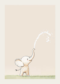 En lekfull elefant sprutar vatten i ett glädjefyllt ögonblick.-3