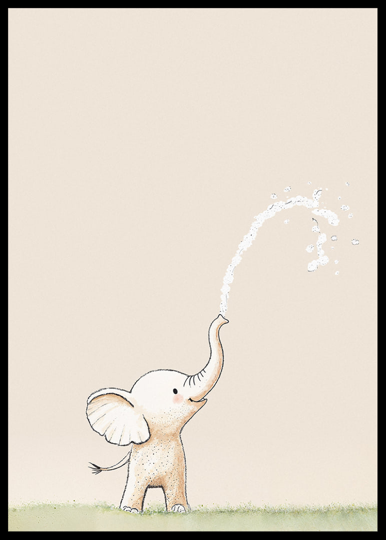 En lekfull elefant sprutar vatten i ett glädjefyllt ögonblick.-12