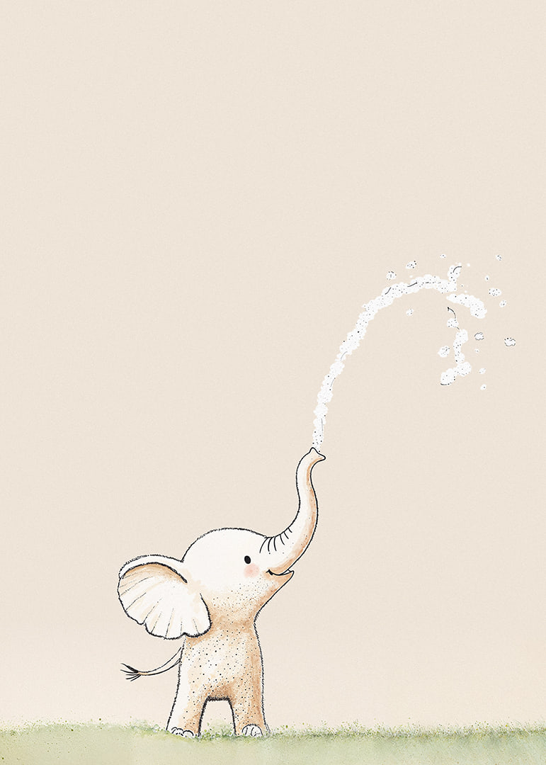 En lekfull elefant sprutar vatten i ett glädjefyllt ögonblick.-12