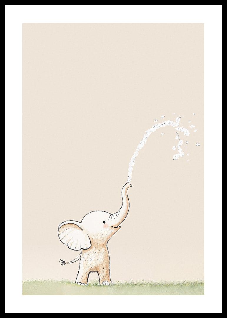En lekfull elefant sprutar vatten i ett glädjefyllt ögonblick.-12