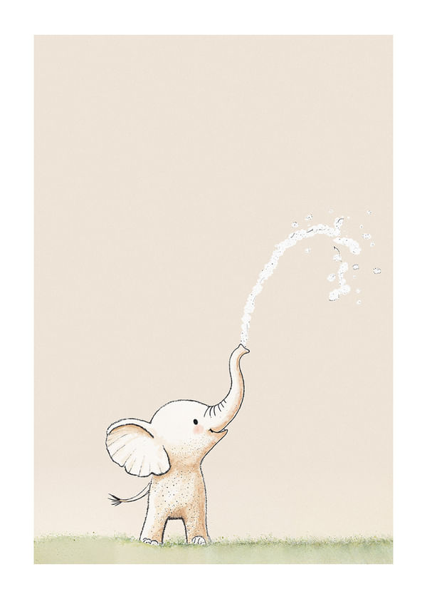 Poster Elephants Joyful Splash