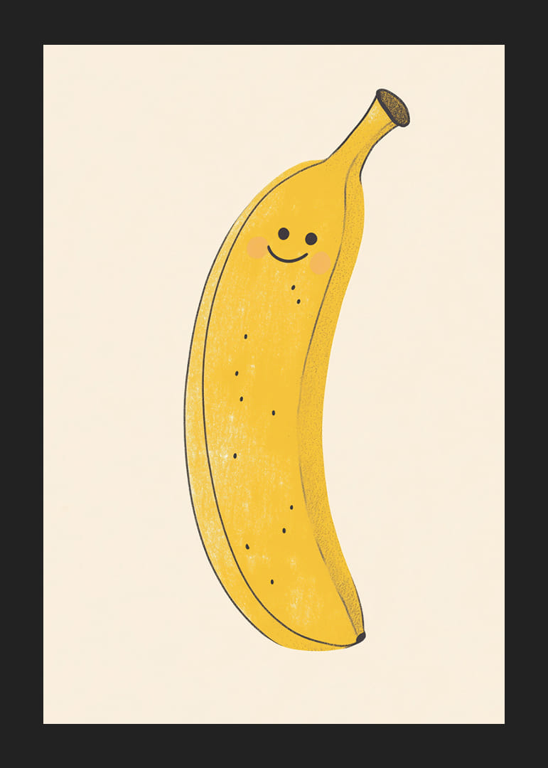 Šťastný banán šíri slnečné svetlo a teplo.-12