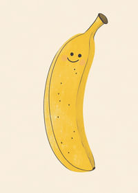 Szczęśliwy banan rozsiewa słońce i ciepło.-3