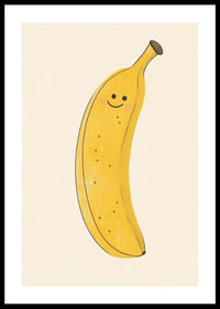 Szczęśliwy banan rozsiewa słońce i ciepło.-0