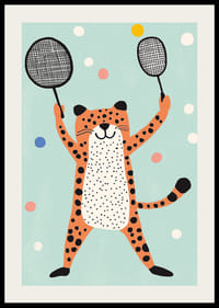 Csintalan gepárd vidám színjátékban ütőkkel.-2