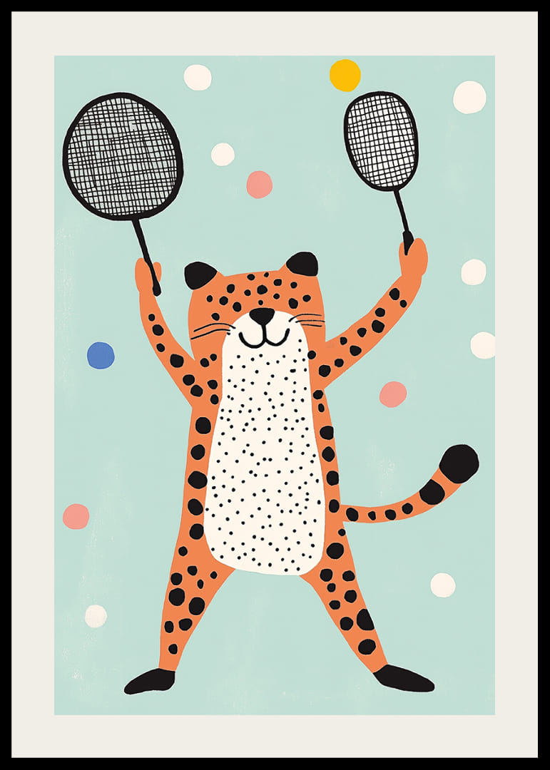 Csintalan gepárd vidám színjátékban ütőkkel.-12