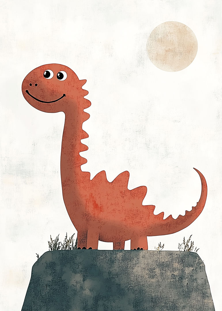 Viehättävä dinosaurus aurinkoisen taivaan alla.-12