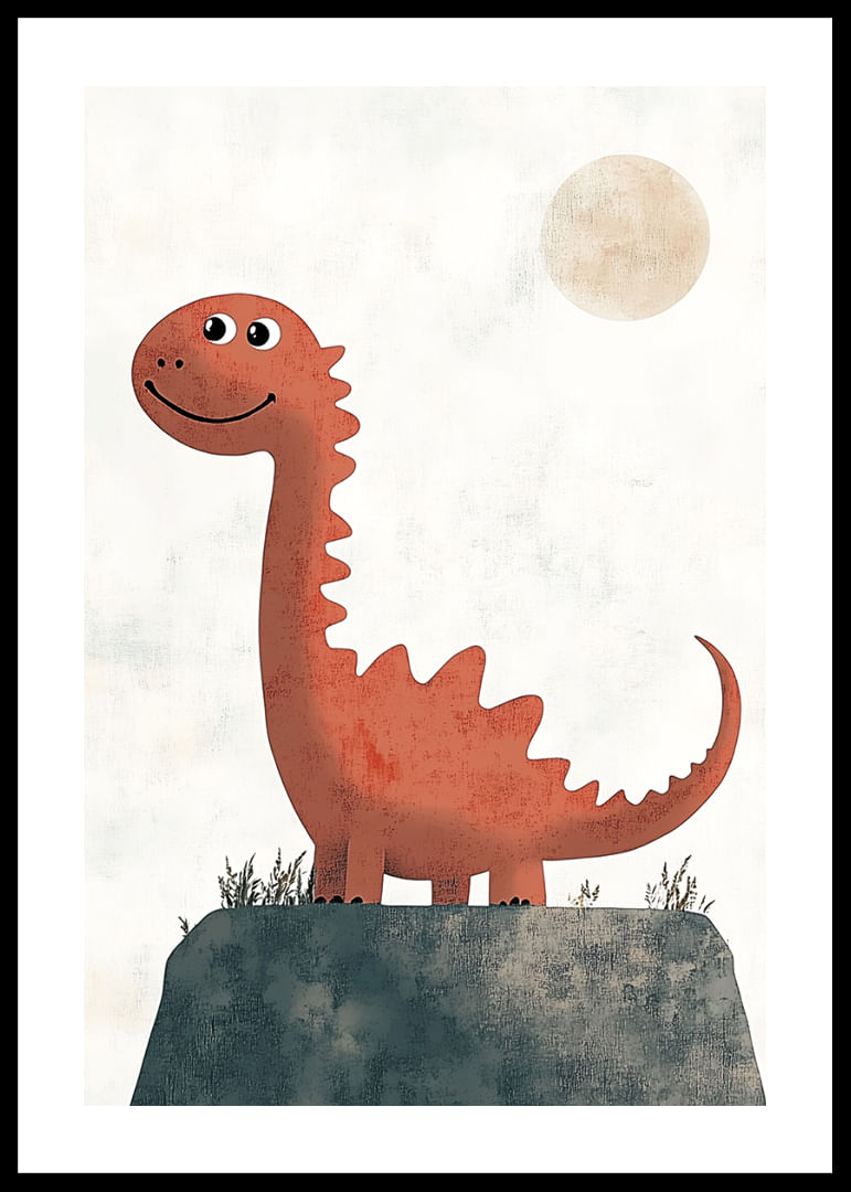 Viehättävä dinosaurus aurinkoisen taivaan alla.-12