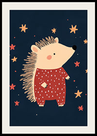 Charming hedgehog among stars in the night creates magical feeling.-2