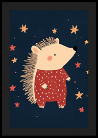 Charming hedgehog among stars in the night creates magical feeling.-4