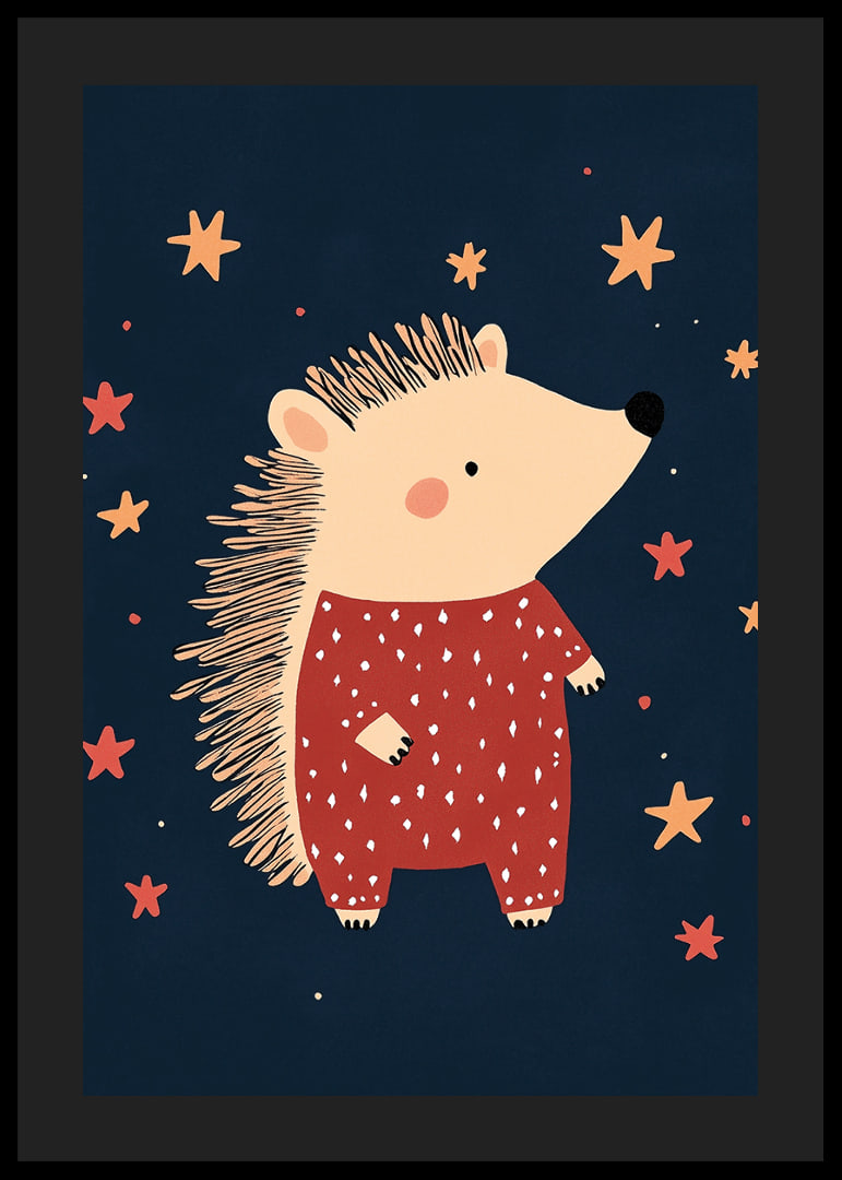 Charming hedgehog among stars in the night creates magical feeling.-12