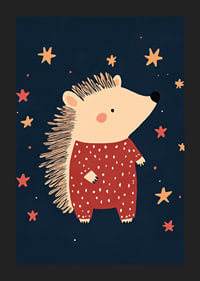 Charming hedgehog among stars in the night creates magical feeling.-5