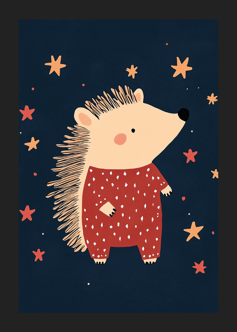 Charming hedgehog among stars in the night creates magical feeling.-12
