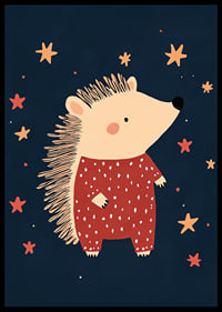 Charming hedgehog among stars in the night creates magical feeling.-6