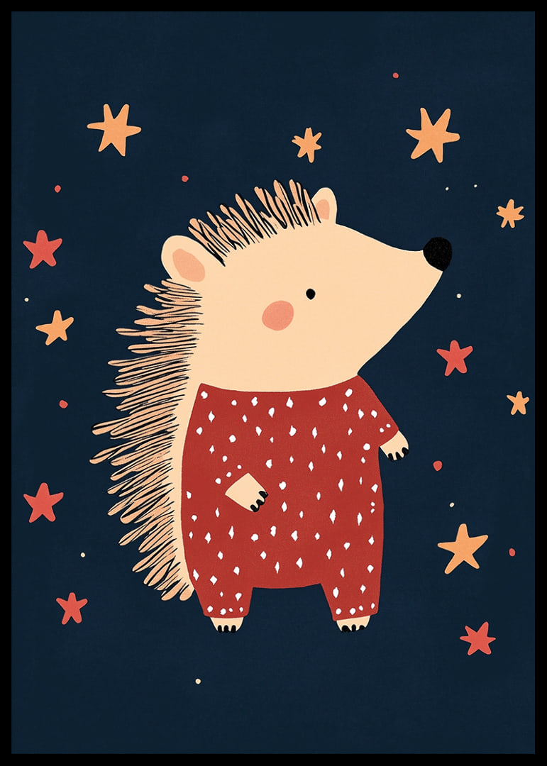 Charming hedgehog among stars in the night creates magical feeling.-12