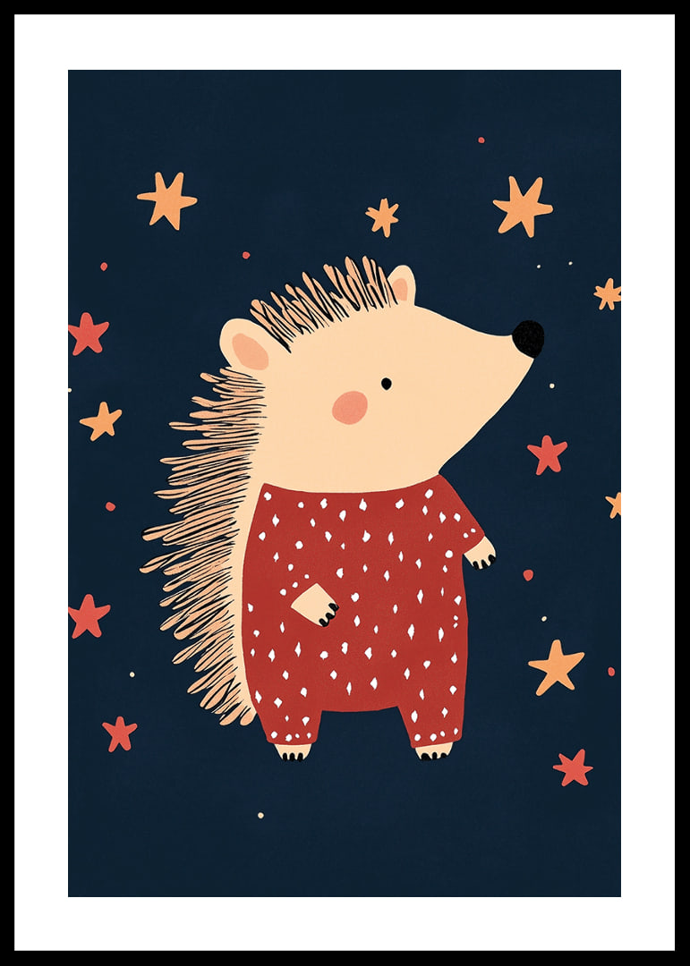 Charming hedgehog among stars in the night creates magical feeling.-12