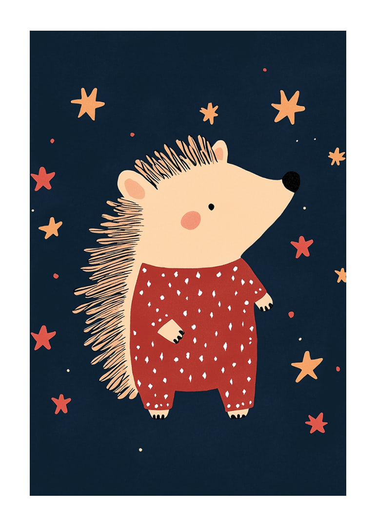 Charming hedgehog among stars in the night creates magical feeling.-12