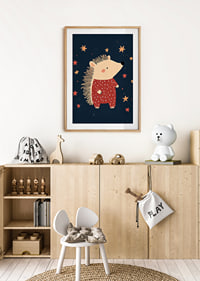 Charming hedgehog among stars in the night creates magical feeling.-8