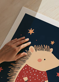 Charming hedgehog among stars in the night creates magical feeling.-9