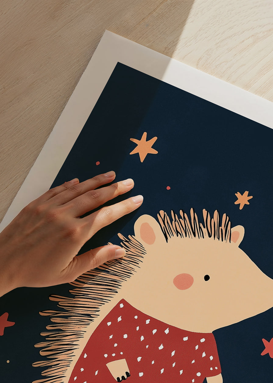 Charming hedgehog among stars in the night creates magical feeling.-12