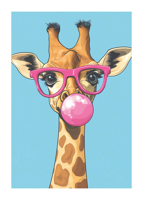 Poster Bubblegum Playful Giraffe