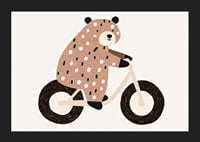A spotted bear rides a bike with joy and charm.-5