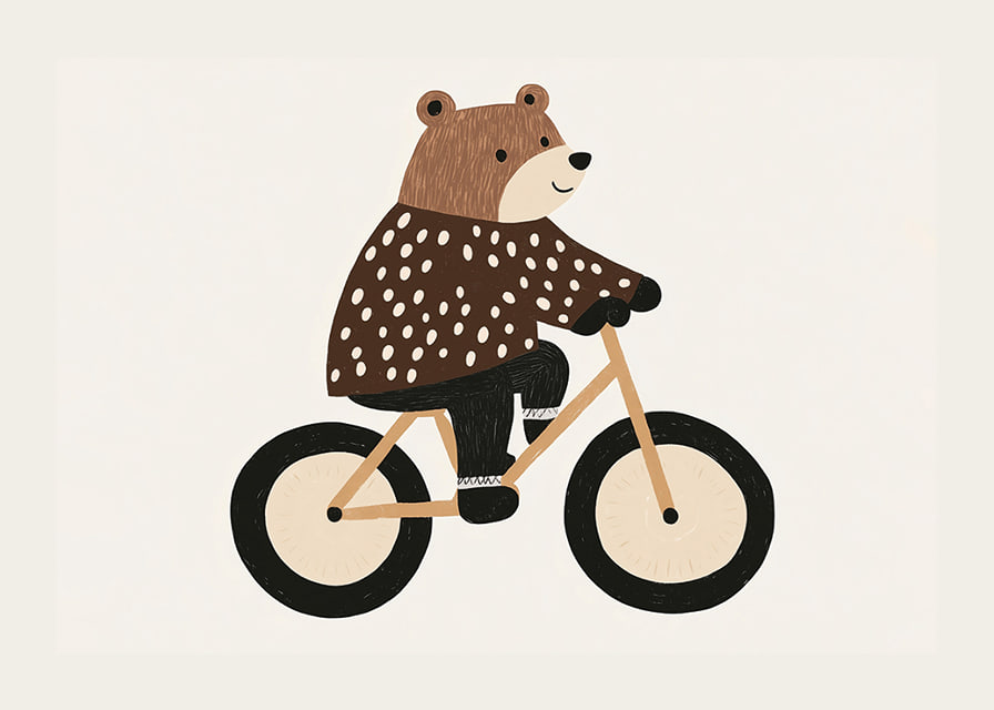 Charmig björn på cykel sprider glädje och fantasi.-12