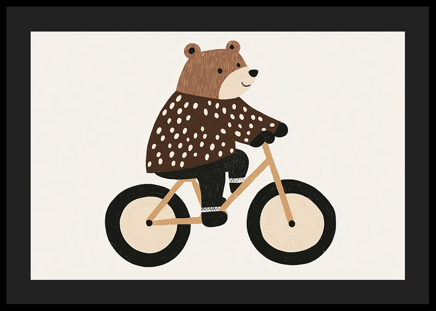 Charmig björn på cykel sprider glädje och fantasi.-12