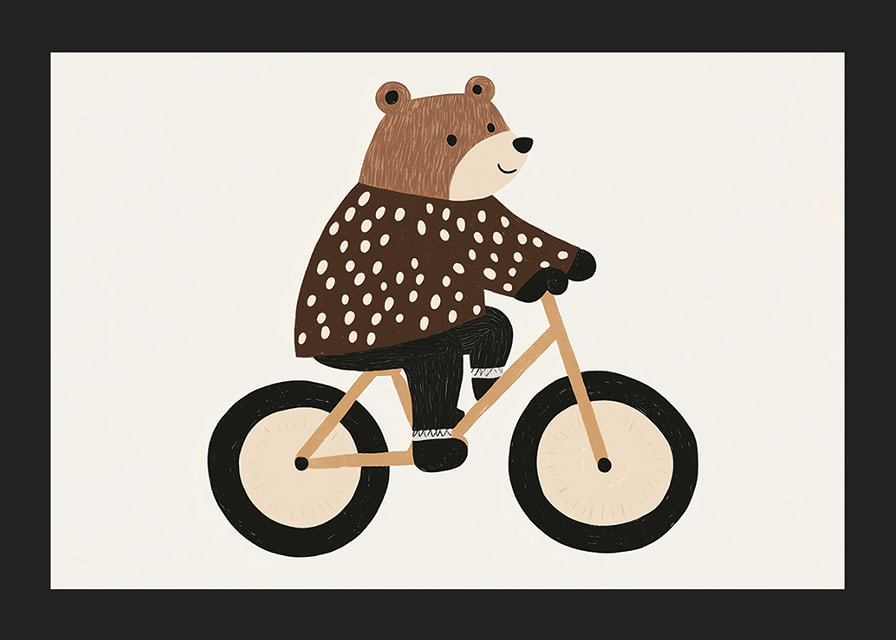Charmig björn på cykel sprider glädje och fantasi.-12