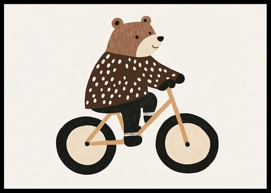Charmig björn på cykel sprider glädje och fantasi.-12