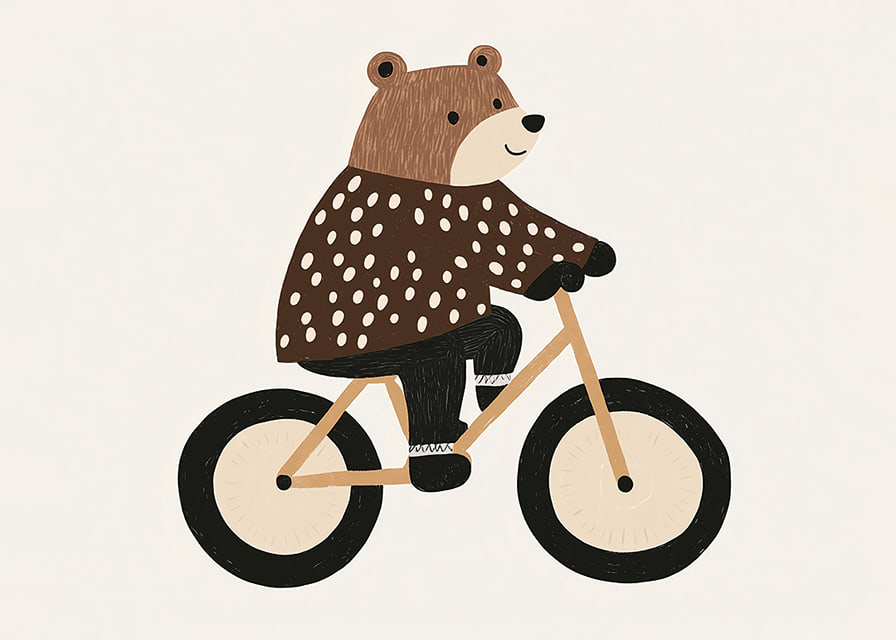 Charmig björn på cykel sprider glädje och fantasi.-12