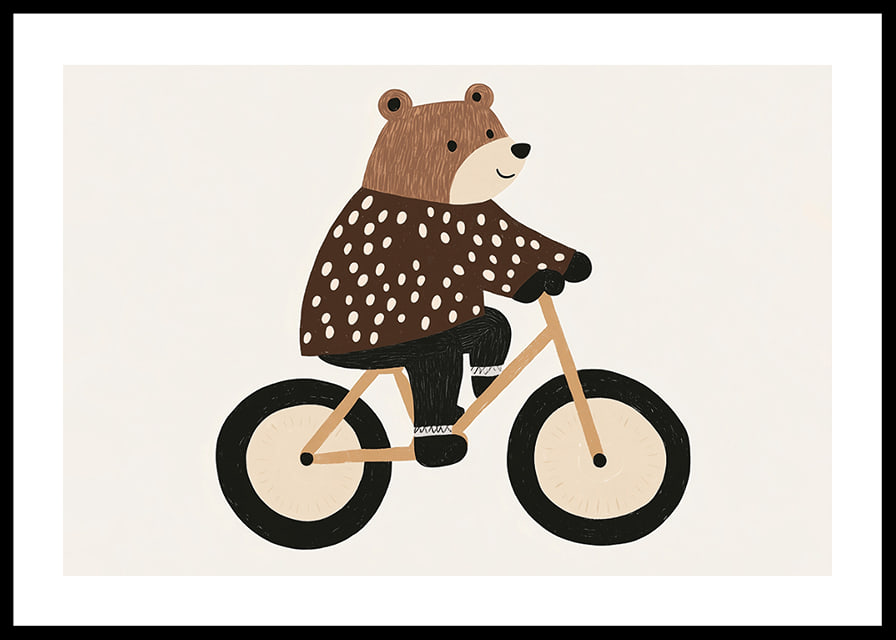Charmig björn på cykel sprider glädje och fantasi.-12
