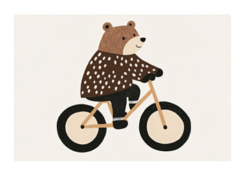 Poster Pedaling Bear Joy