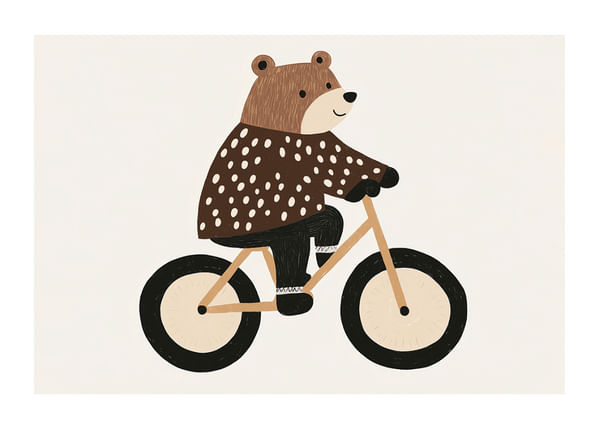 Poster Pedaling Bear Joy