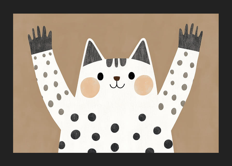 Chat joyeux avec motif à pois qui répand la chaleur.-12