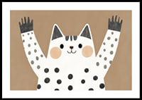 Glädjefull katt med prickigt mönster sprider värme.-0