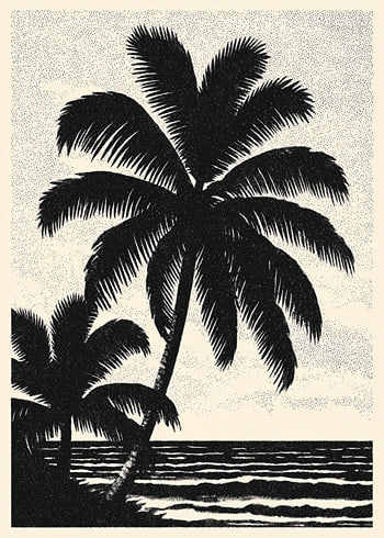 Poster Sunset Silhouette Palms