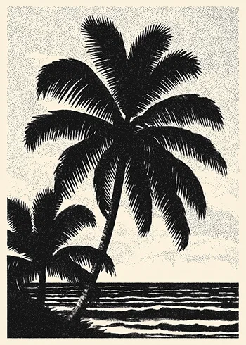 Poster Sunset Silhouette Palms