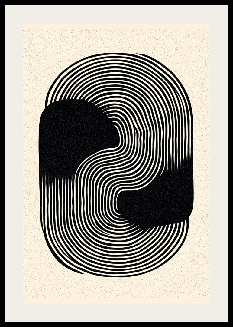 Black lines in a hypnotic pattern create timeless elegance.-12