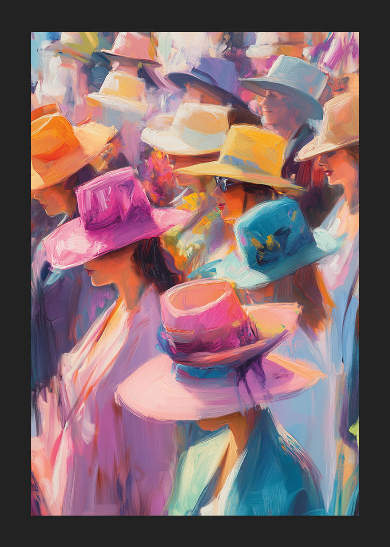 Sombreros coloridos en una sinfonía cautivadora de felicidad veraniega.-12