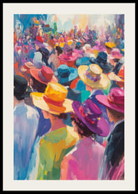 Strålende hatter i en livlig folkemengde av fargerike individer.-2