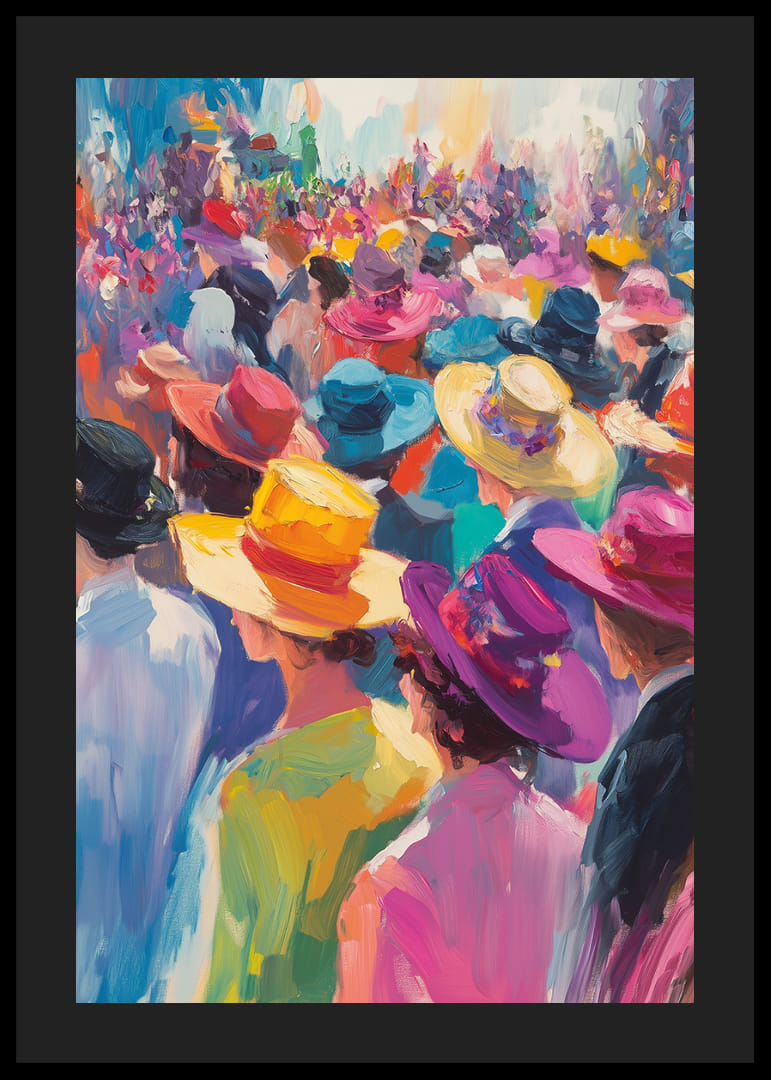 Strålende hatter i en livlig folkemengde av fargerike individer.-12
