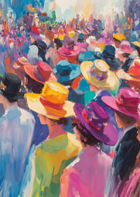 Brilliant hats in a lively crowd of colorful individuals.-3