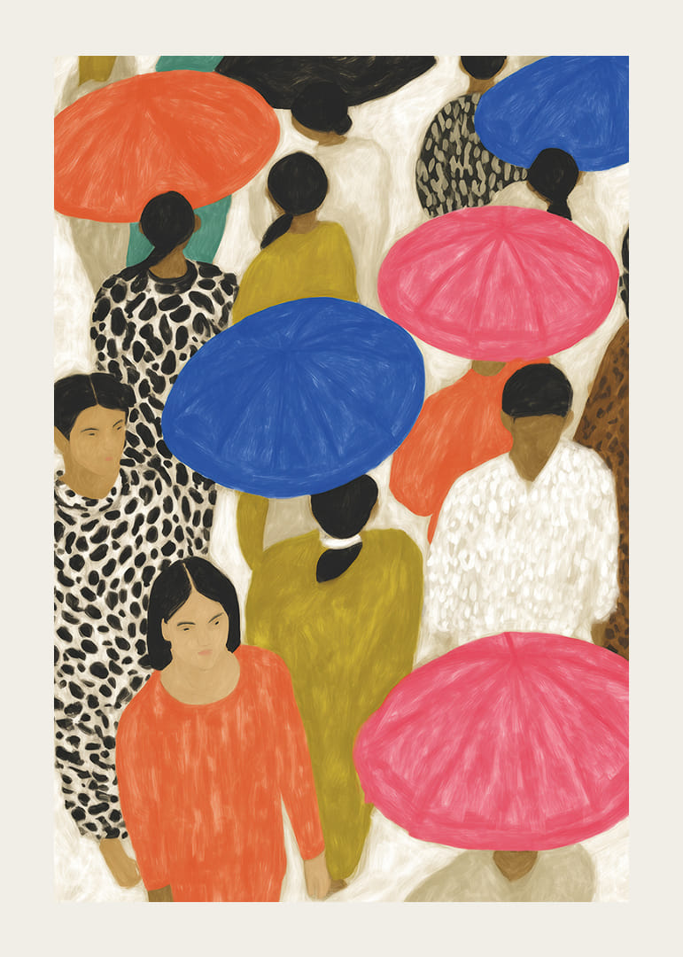 Des parasols colorés créent une vie publique dynamique.-12