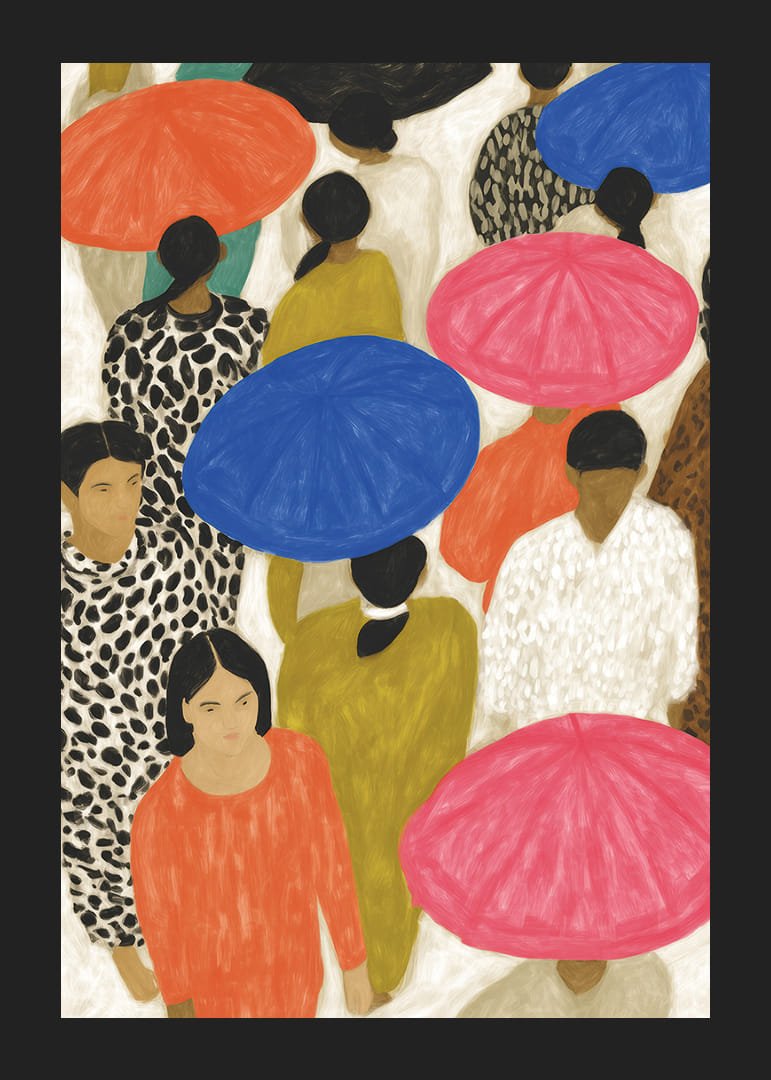 Des parasols colorés créent une vie publique dynamique.-12