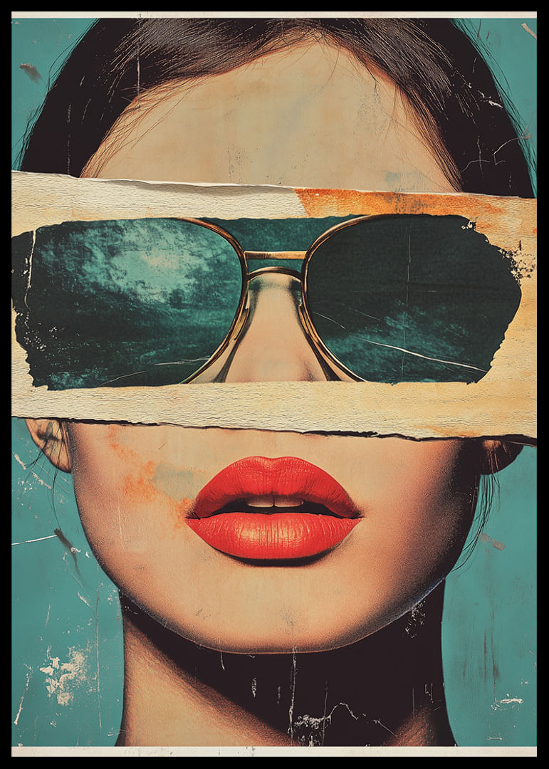 Design retro colorat, cu buze îndrăznețe și ochelari de soare.-12